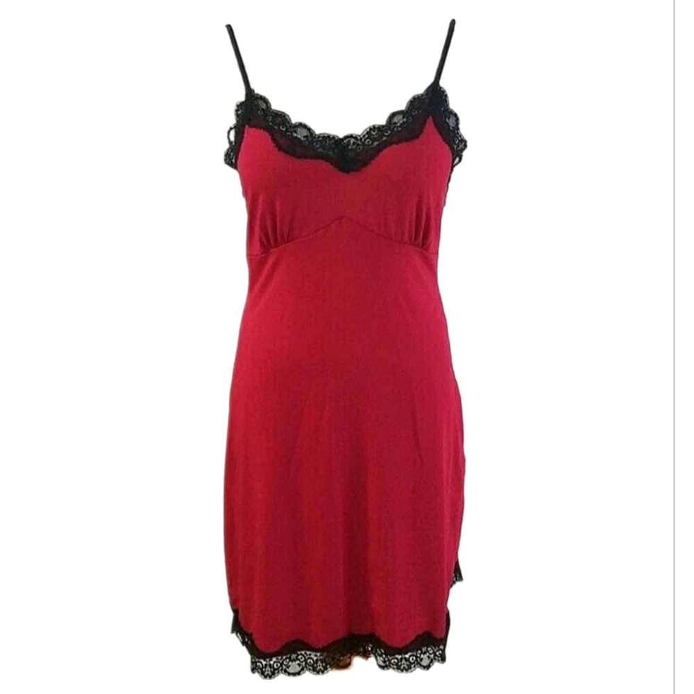 2/$15 - NEW Avidlove M Black Lace Red Chemise and Thong Set